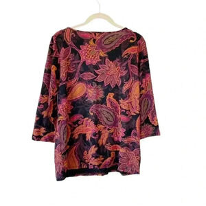 J. Jill Wearever Collection Paisley Top Size Small 3/4 Sleeves Crewneck Stretch